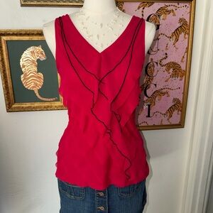 Elegant Pink Ruffle Sleeveless Top